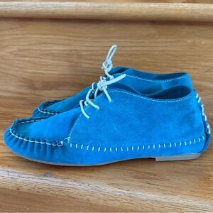 Blue Suede Leather Moccasins